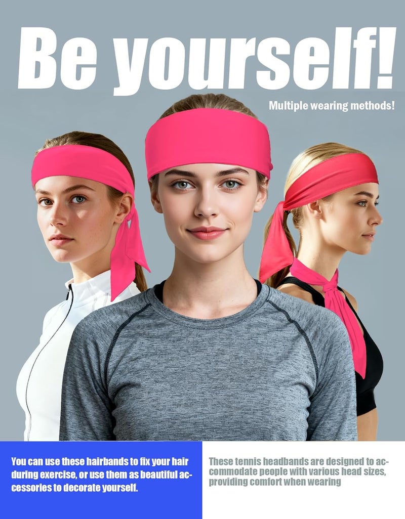 Supeniu Tie Sweatband Headband, Sports Head Ties for Men, Women, Kids, Ninja, Karate, Tennis, Pirate Band Bandana, Athletic Hairband for Basketball, Softball, Running, Workout, Yoga, Volleyball - Image 5